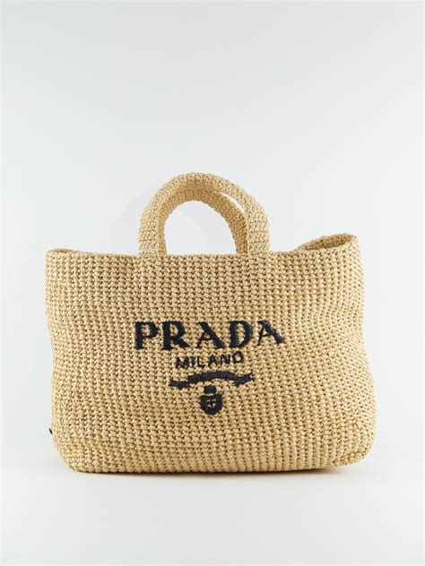 prada small logo raffia tote|Prada large raffia tote.